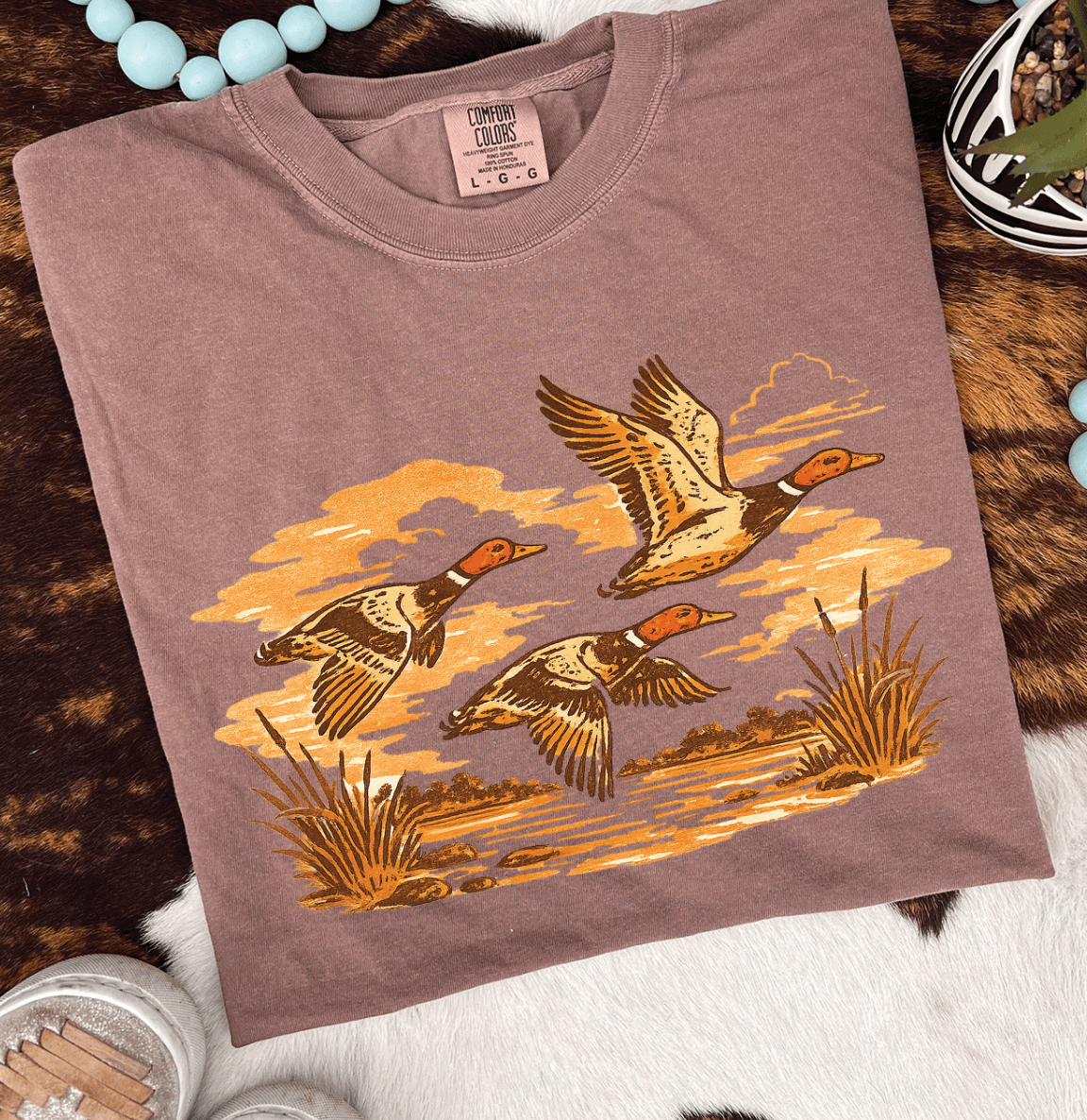 Shipping Dept. Adult SMALL / Comfort Color Espresso Tshirt Autumn Marsh Flight - Sweatshirts & T-Shirts
