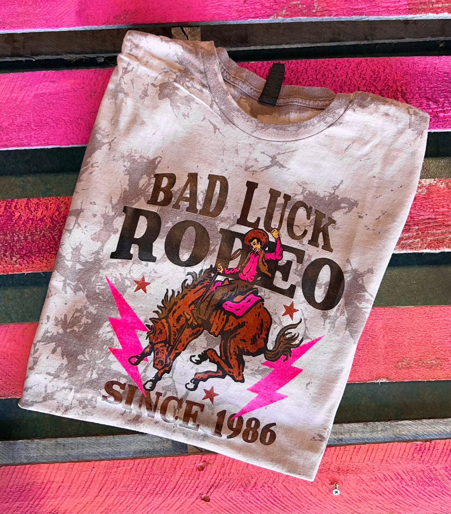 MISSMUDPIE Bad Luck Rodeo - Coyote Dyenomite - Crush Tie-Dyed T-Shirt
