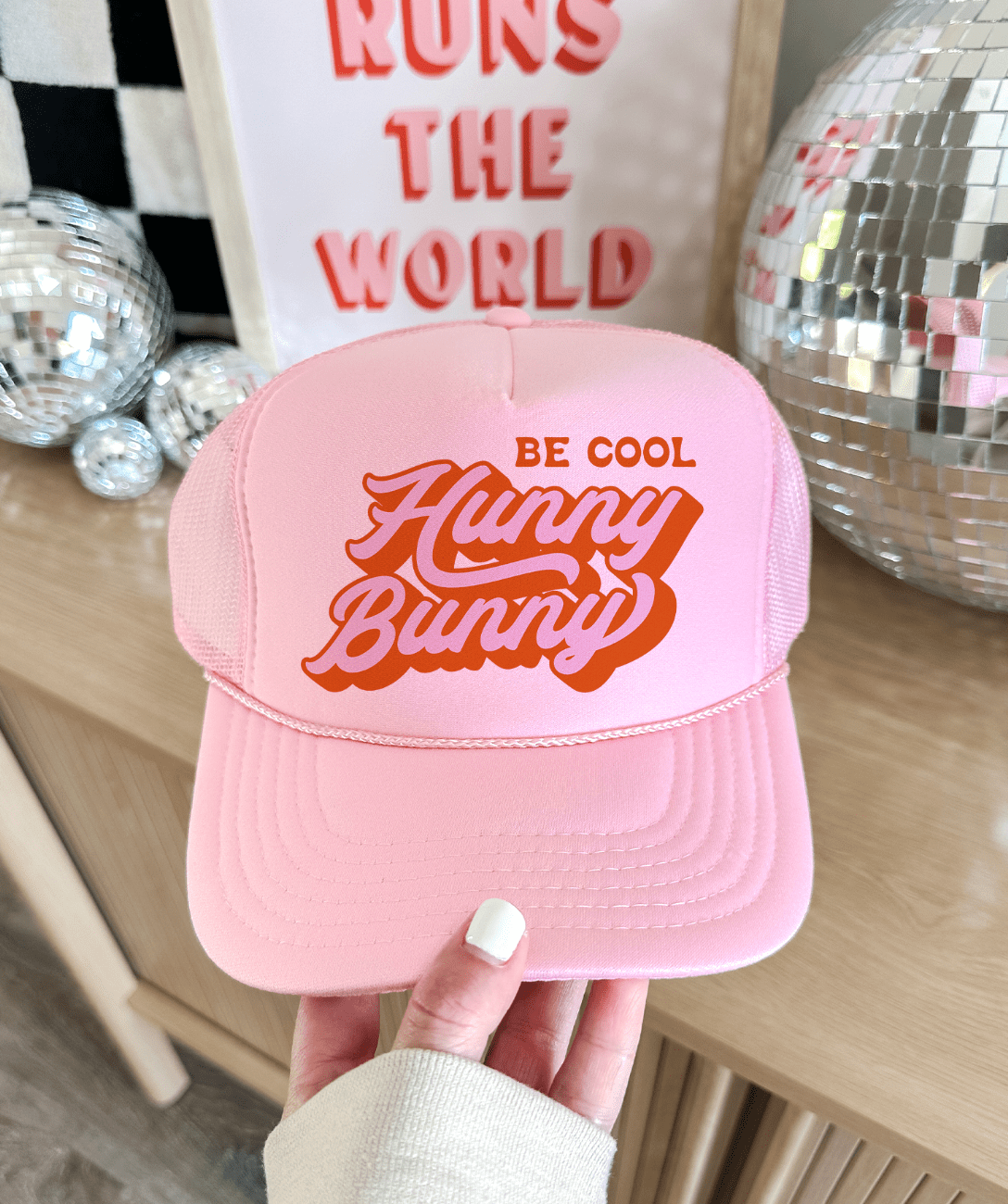 Shipping Dept. Be Cool Hunny Bunny - Foam Trucker Cap - BabyPink
