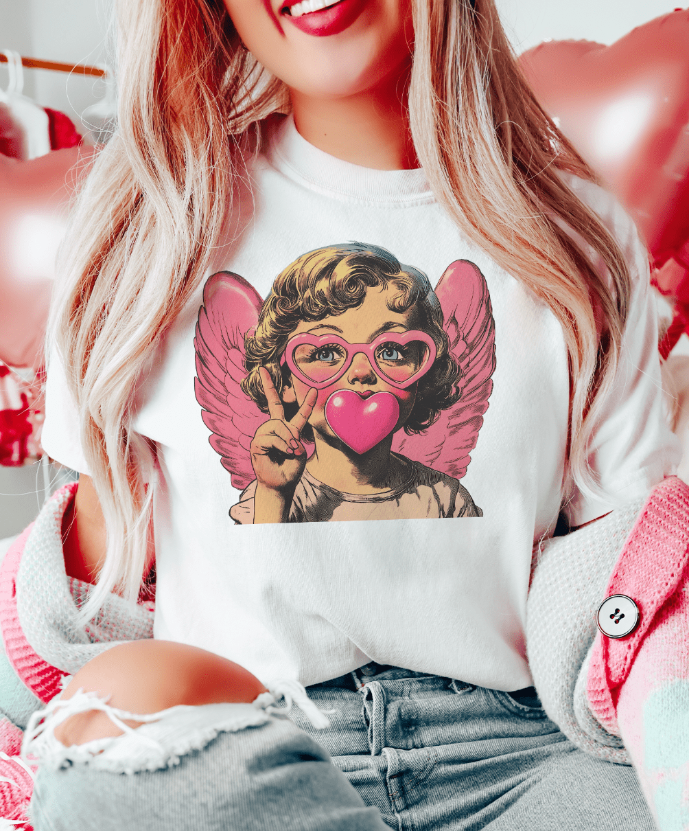 MISSMUDPIE Small / White T-shirt Bubblegum Cupid Valentine - Multiple color options in Tee or Sweatshirt