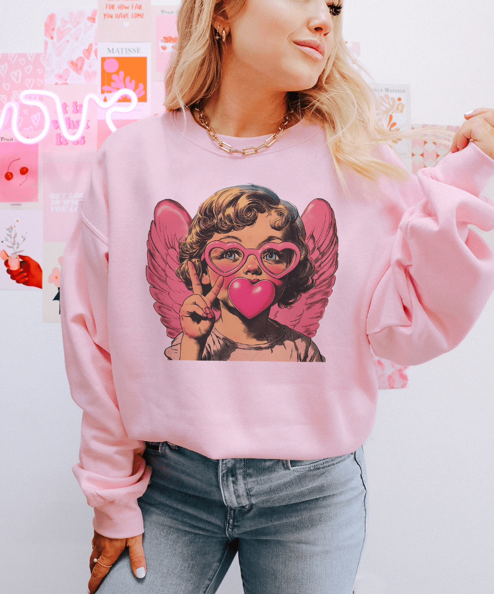 MISSMUDPIE Small / Pink Sweatshirt Bubblegum Cupid Valentine - Multiple color options in Tee or Sweatshirt