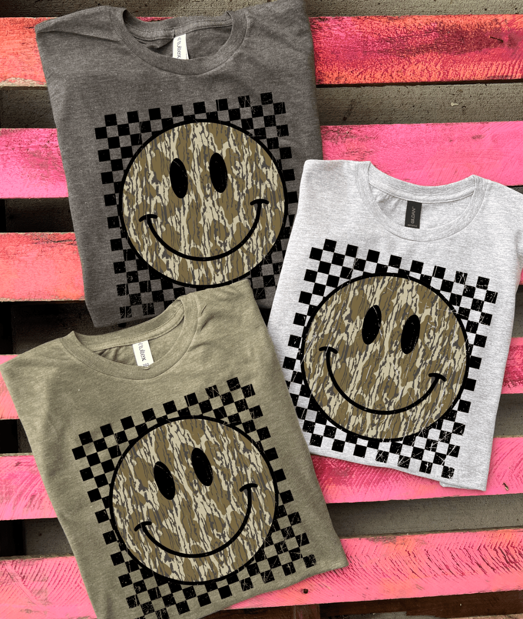 Shipping Dept. Checkered Camo Smiley - Multiple Color Options