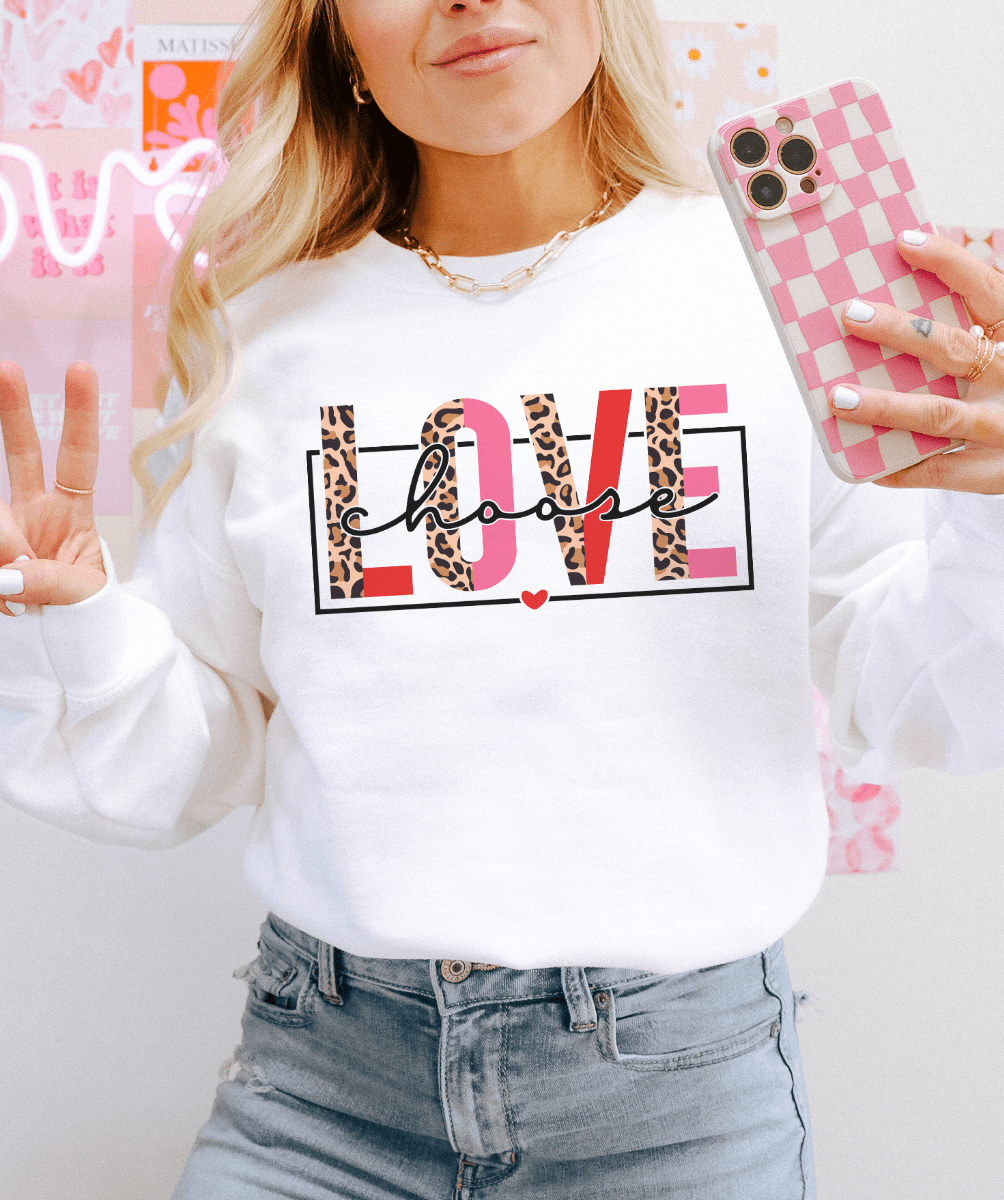 MISSMUDPIE Small / White Sweatshirt Choose Love Valentine - Multiple color options in Tee or Sweatshirt