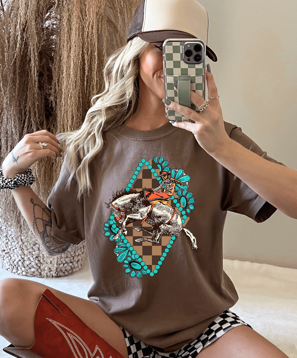Shipping Dept. Cowboy Diamond w/ Turquoise - COMFORT COLOR - Espresso