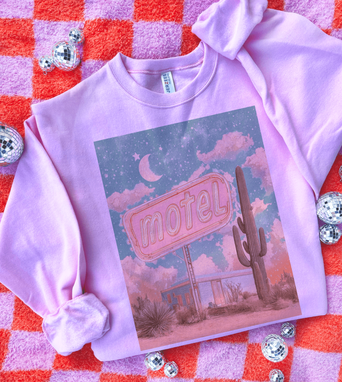 Shipping Dept. SMALL / Pink Sweatshirt Disco Pop Motel Key Memory - Tees & Sweatshirts