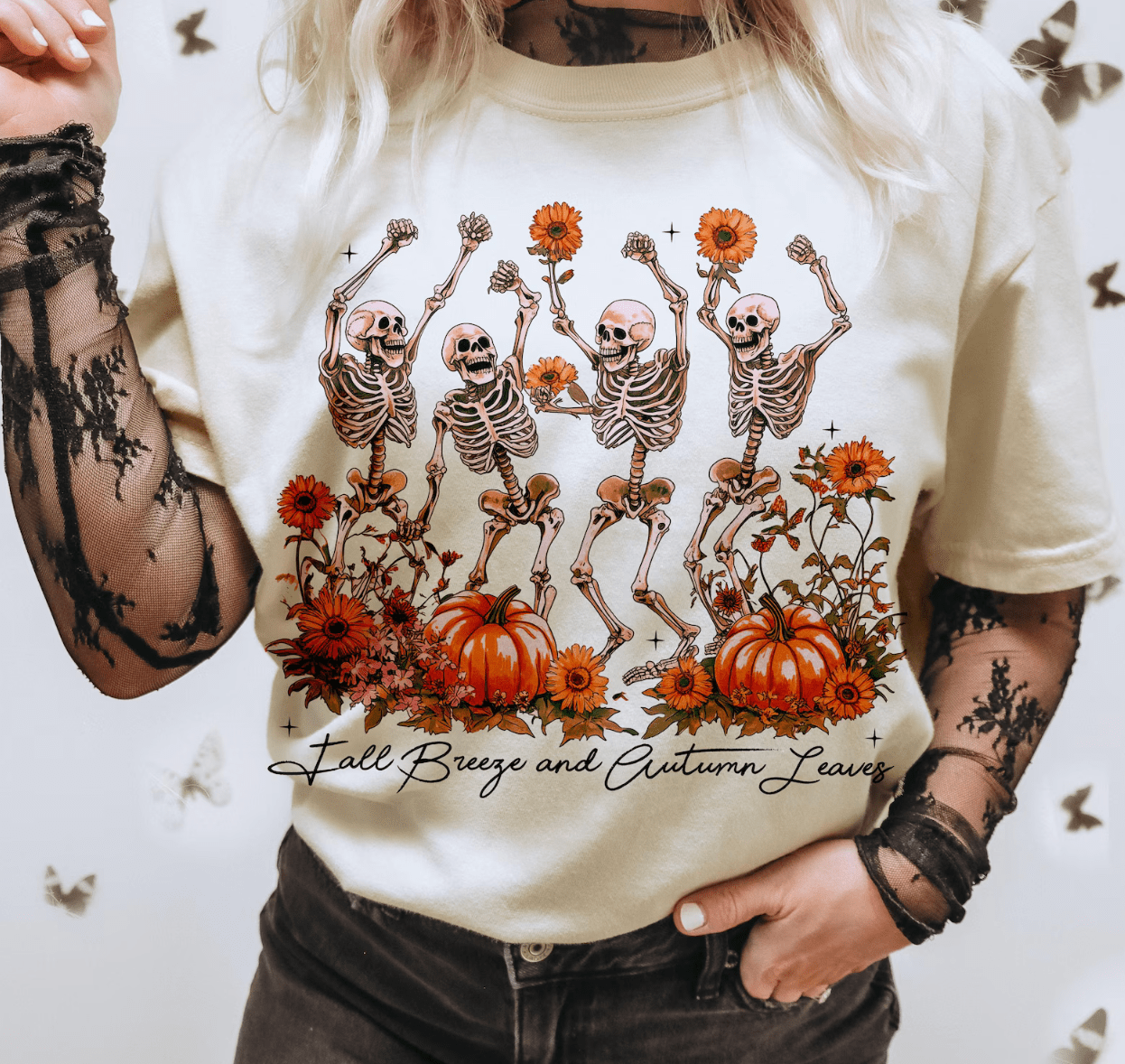 Shipping Dept. Fall Breeze & Autumn Leaves Dancing Skeletons - Multiple Color options