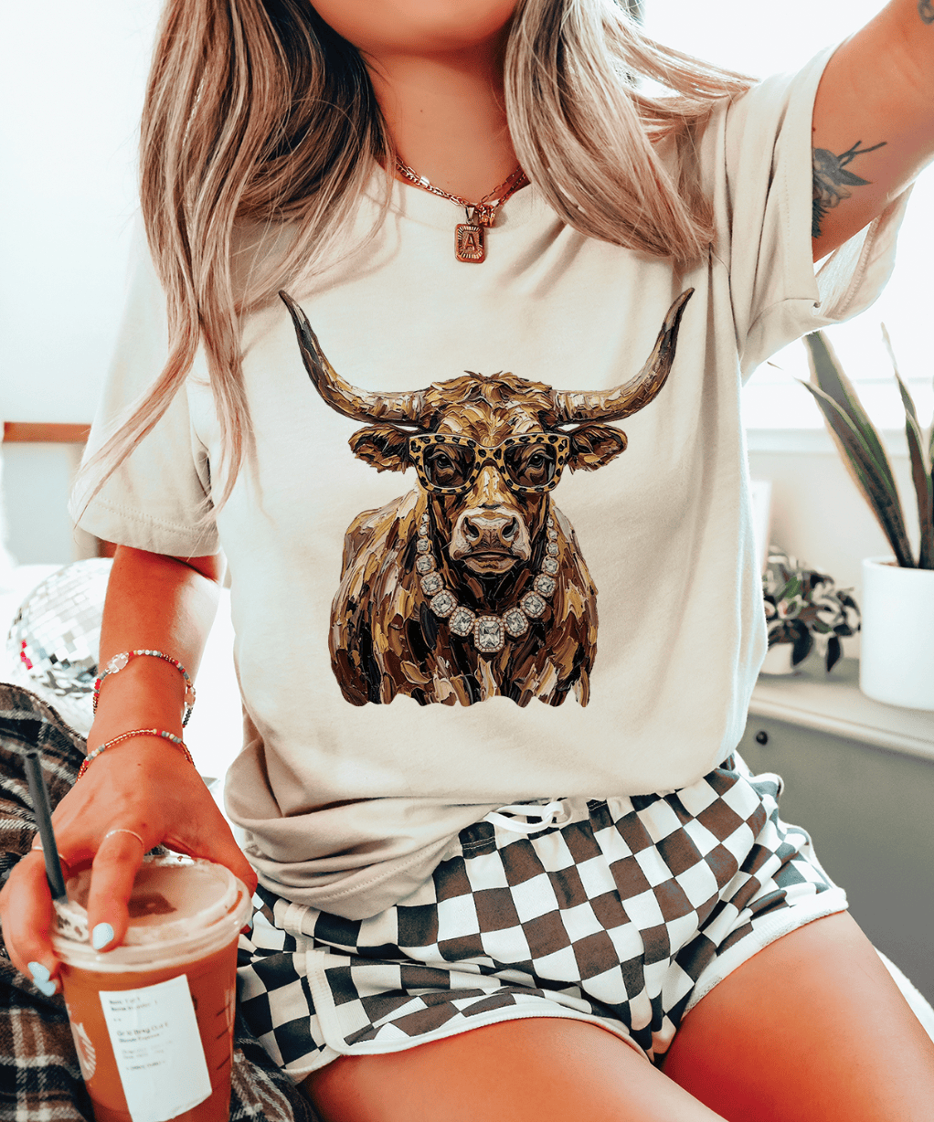Shipping Dept. Fancy Longhorn - Cream Tee