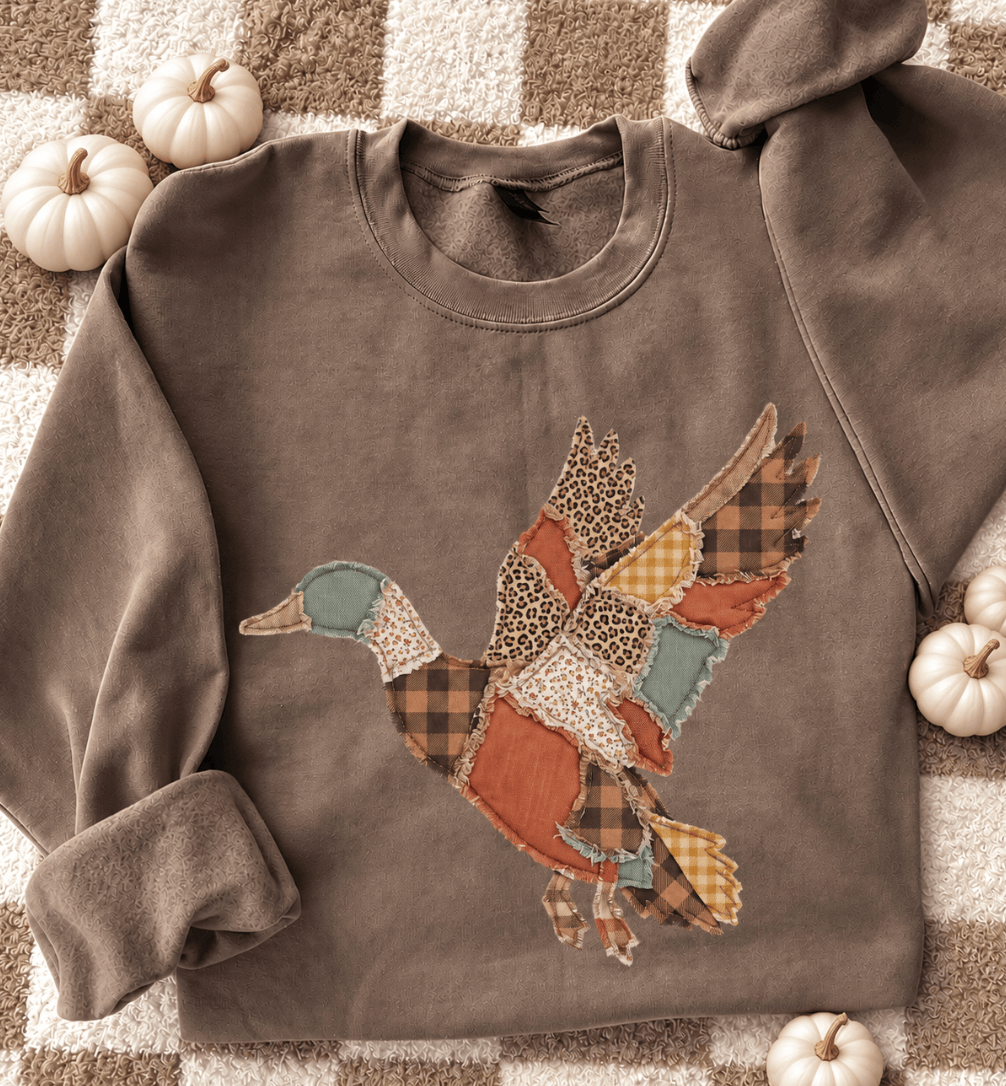 Shipping Dept. Gigis Faux Patchwork Mallard - Mocha Sweatshirt
