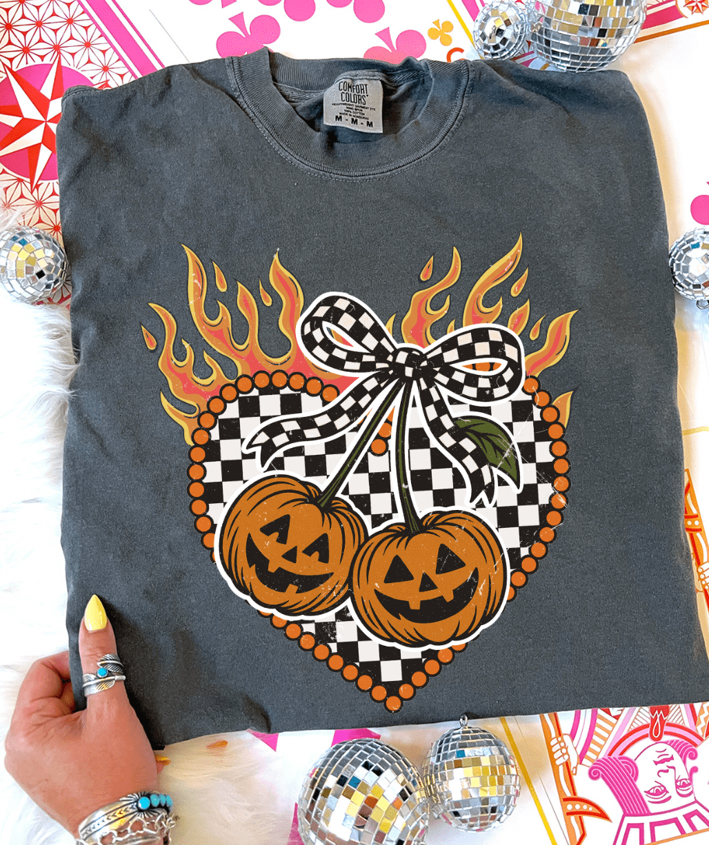 Shipping Dept. Heart Pumpkin Flames - Comfort Color Pepper