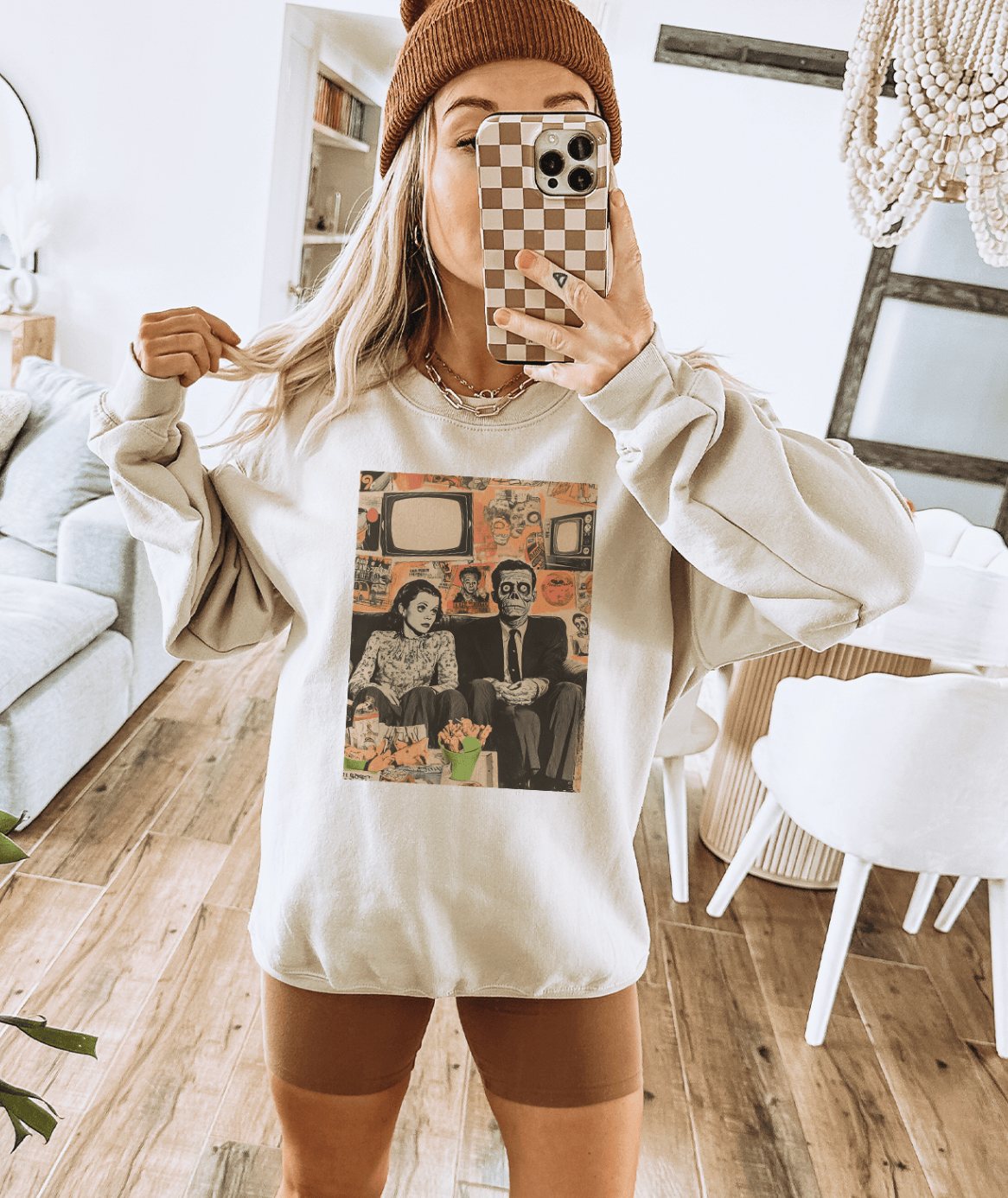 Shipping Dept. SMALL / Cream Sweatshirt Home Before Midnight Disco Pop Halloween - Cream Tees and Sweatshirts