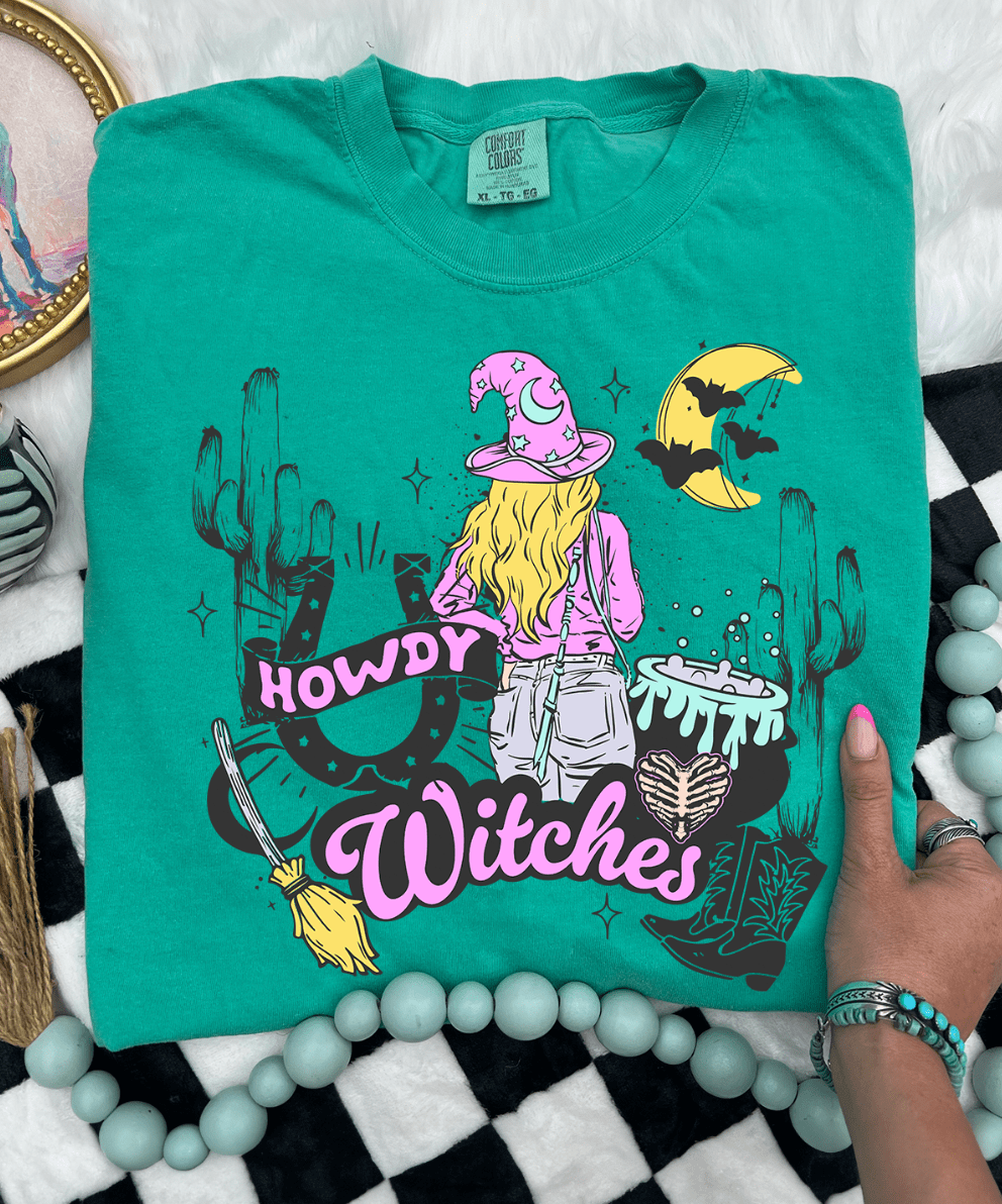 Shipping Dept. Howdy Witches - Comfort Color Island Green
