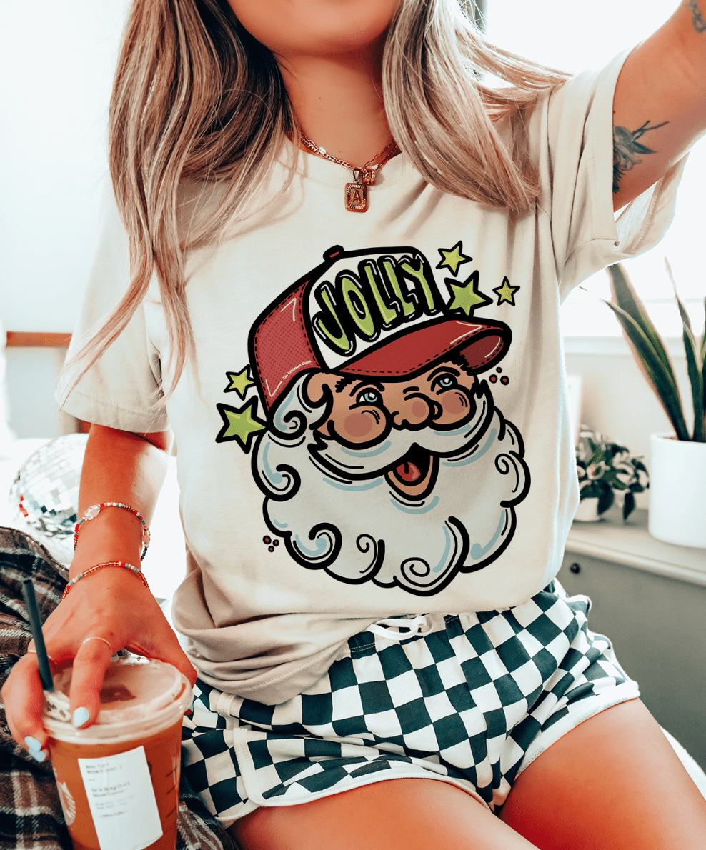 Shipping Dept. SMALL / Cream T-Shirt Jolly Santa Trucker