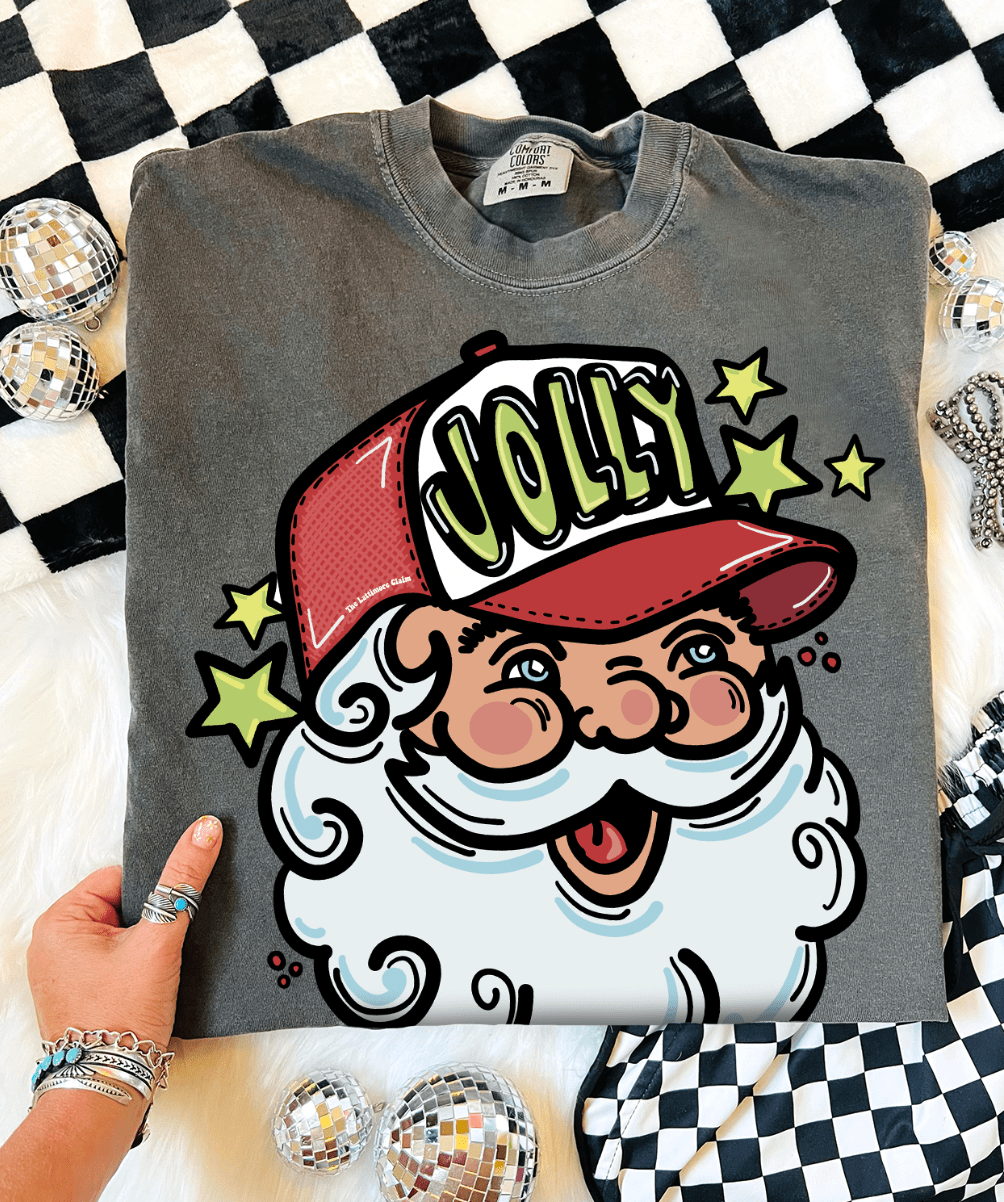 Shipping Dept. SMALL / Pepper - Comfort Color Tee Jolly Santa Trucker