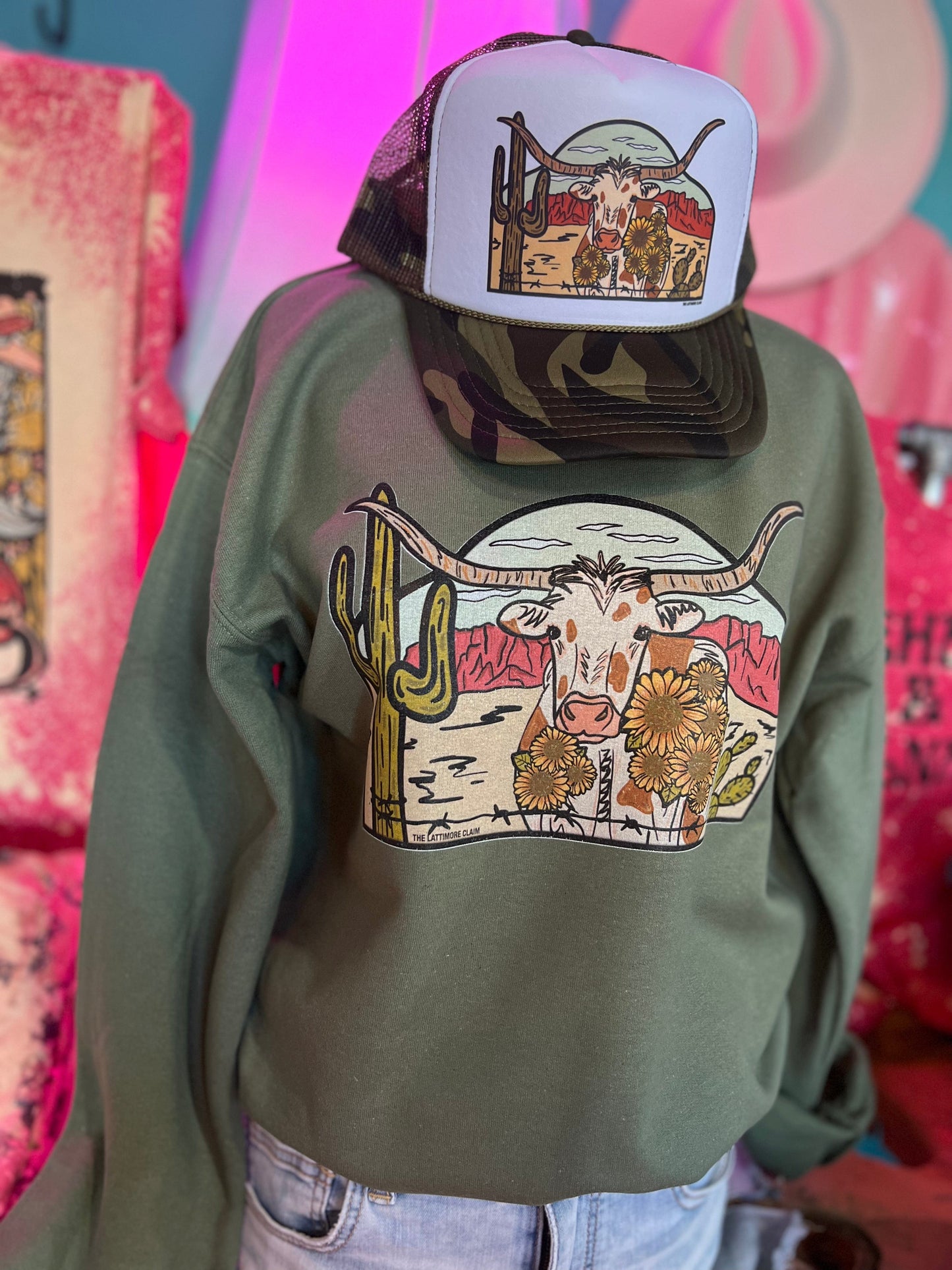 MISSMUDPIE Laredo Longhorn - Military Sweatshirt