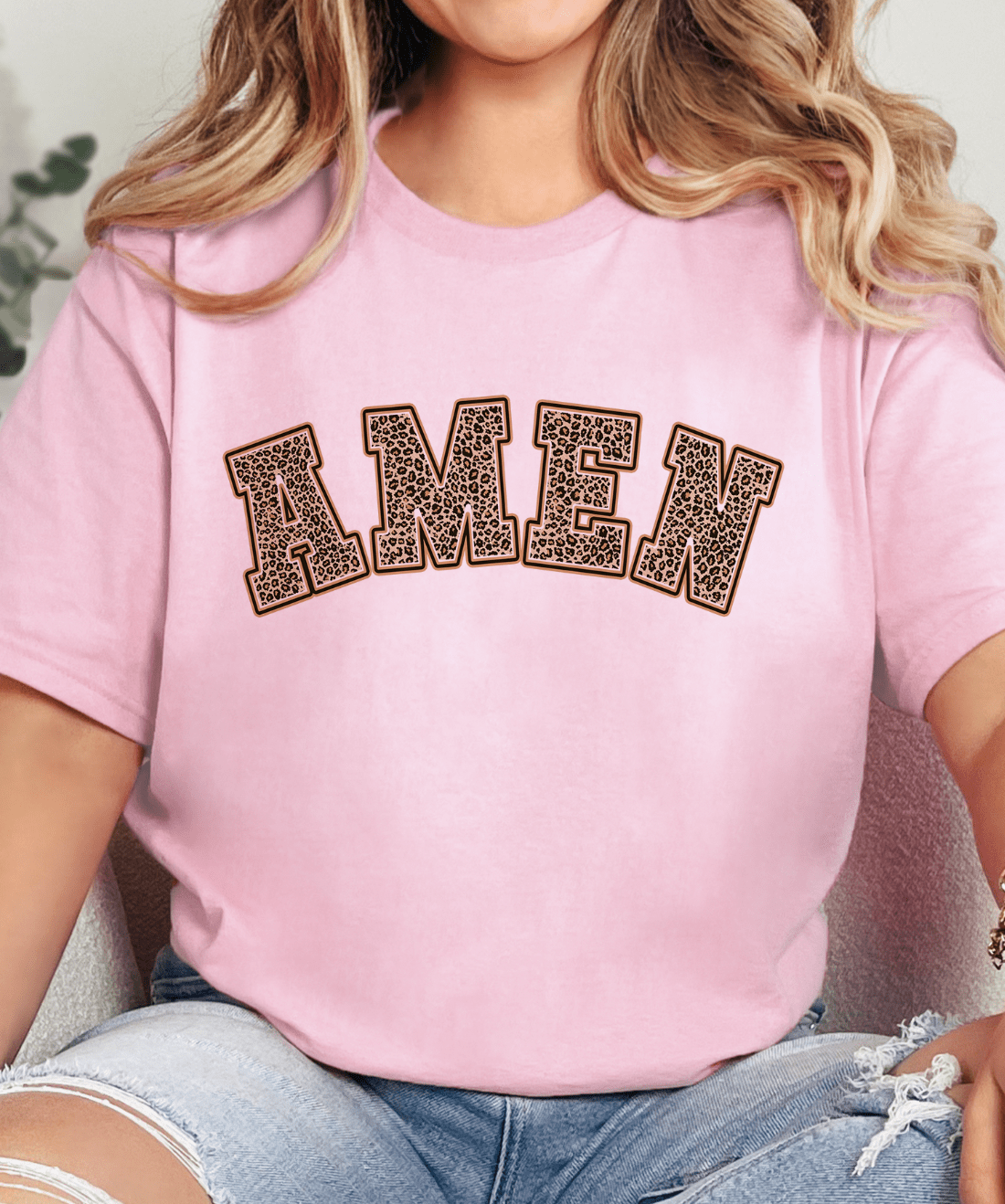 MISSMUDPIE Small / Baby Pink Leopard Print Amen - Cream or Baby Pink