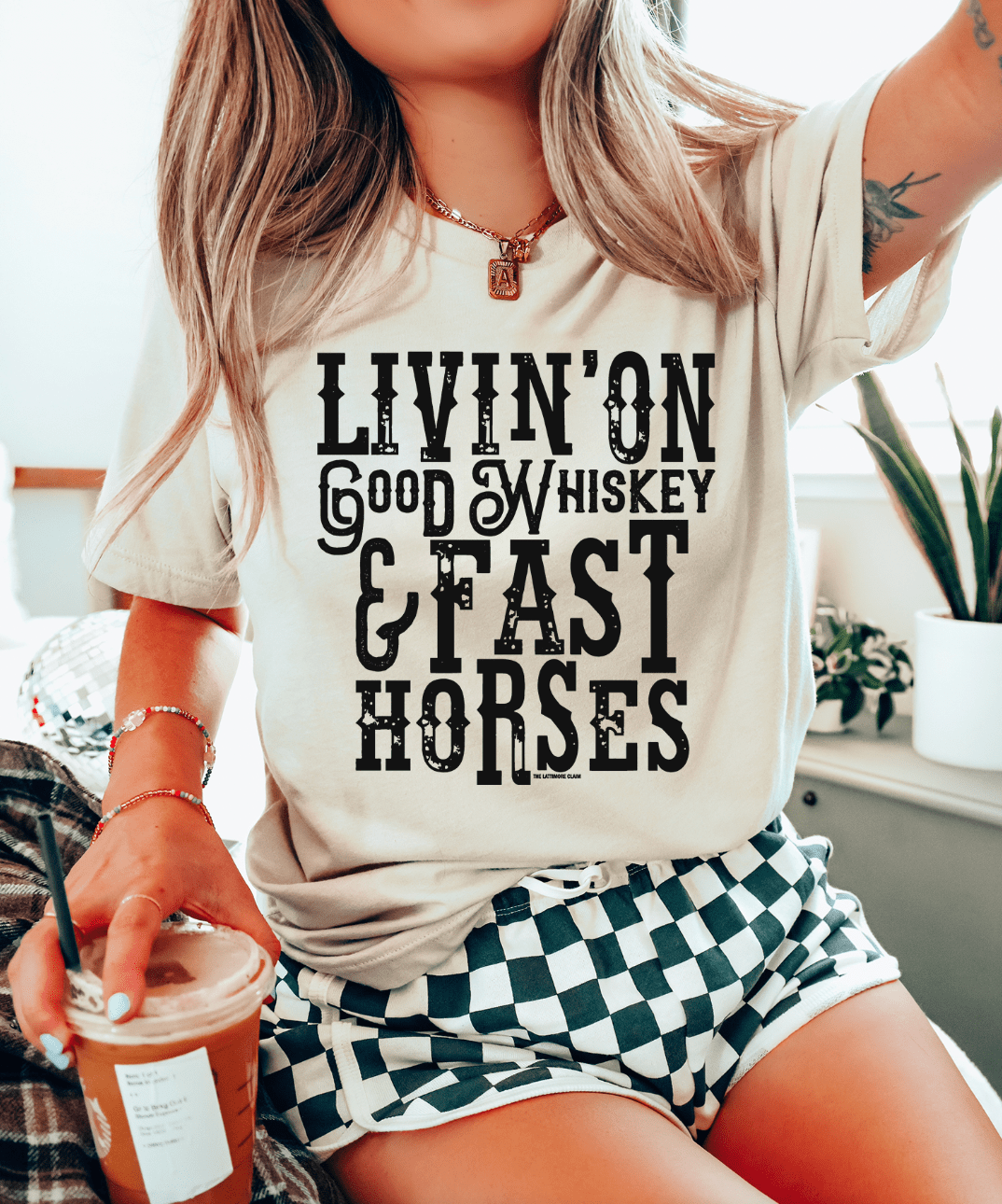 Shipping Dept. Livin' On Good Whiskey & Fast Horses - Multiple color options