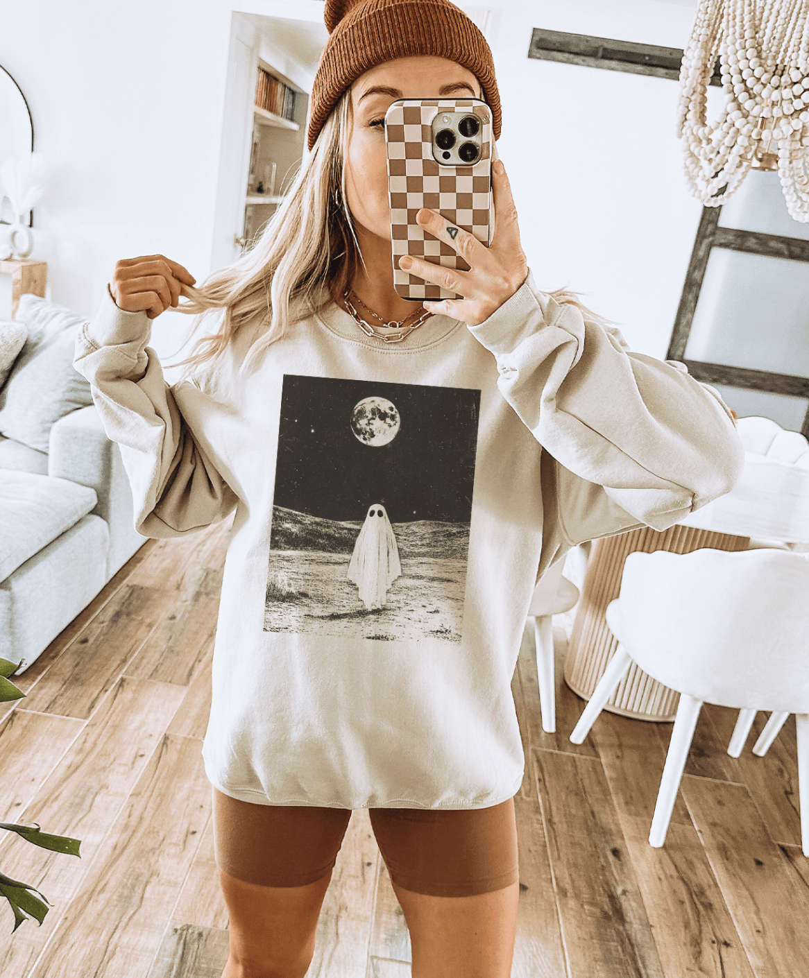 Shipping Dept. SMALL / Cream Sweatshirt Midnight Mood Disco Pop Halloween - Cream Tees and Sweatshirts