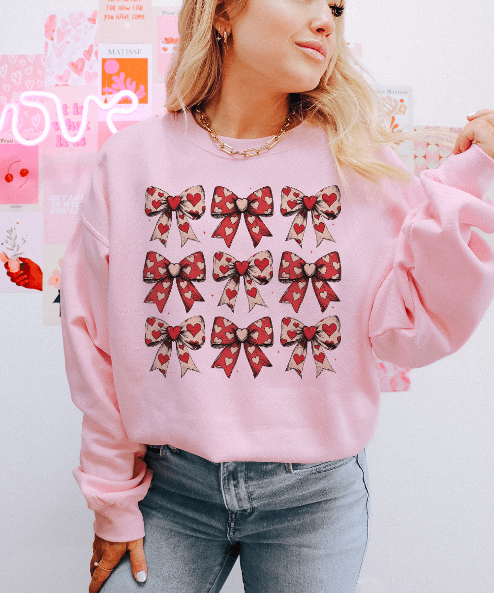 MISSMUDPIE Small / Pink Sweatshirt Nine Bows Collection - Multiple color options in Tee or Sweatshirt