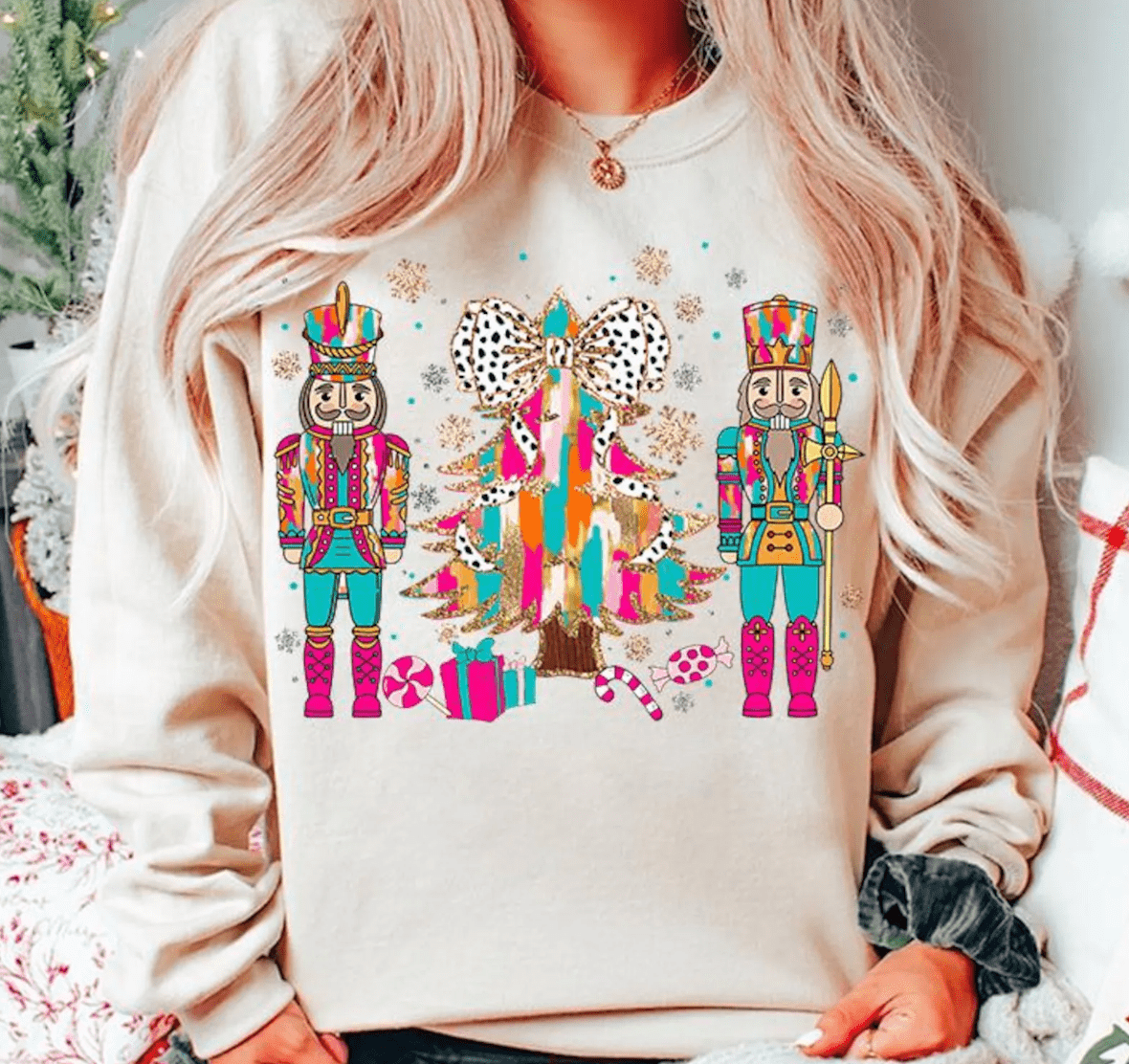 Shipping Dept. SMALL / Cream Sweatshirt Nutcracker Christmas - Multiple Color options