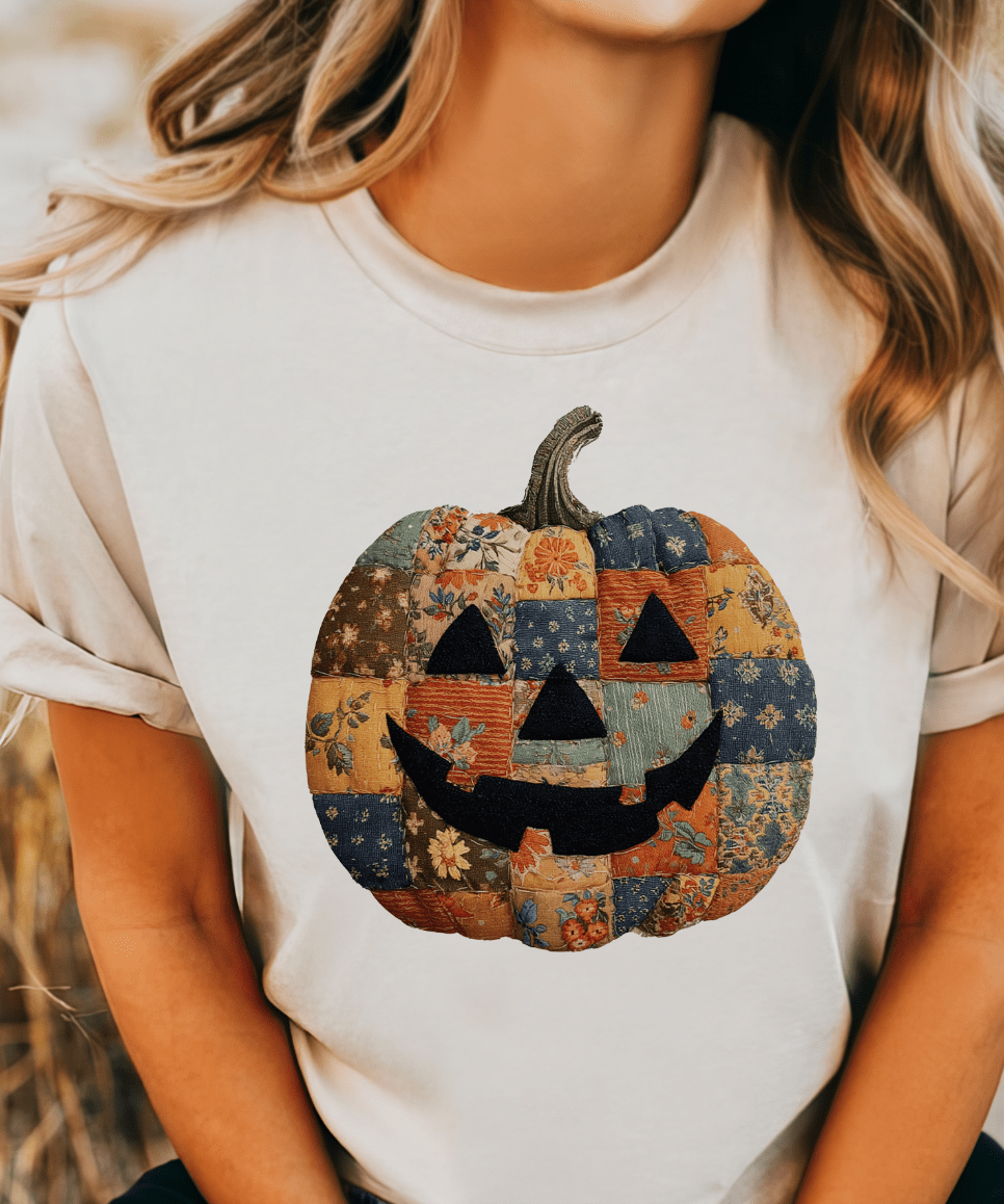 Shipping Dept. SMALL / Cream T-Shirt Patchwork Pumpkin Tees and Sweatshirts