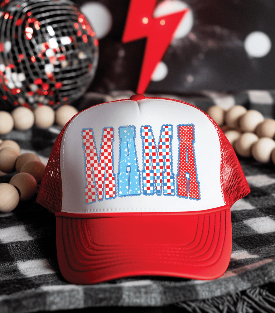 Shipping Dept. Red & White Patriotic MAMA - Foam Otto Trucker ( Multiple Color Options)