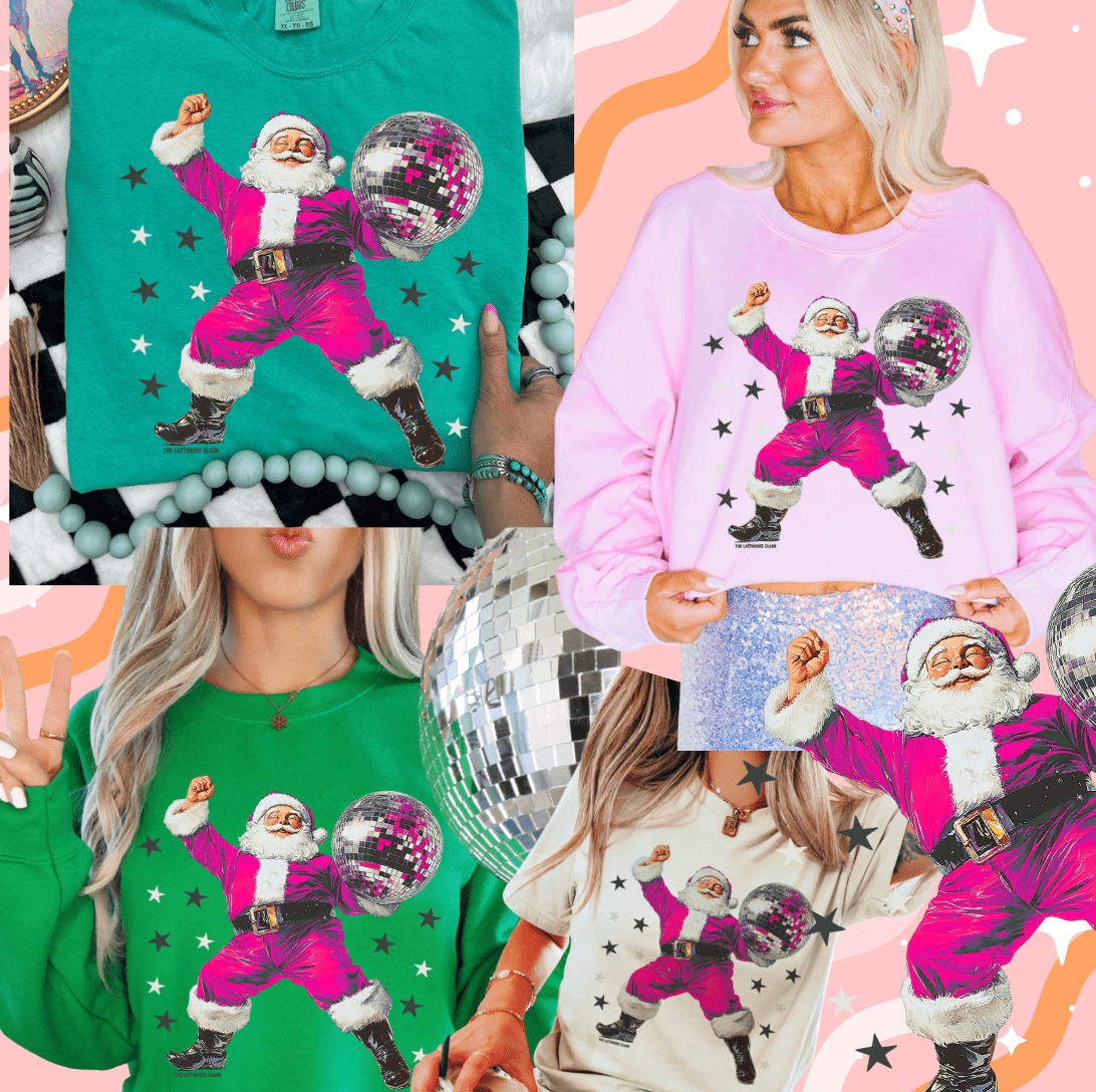 Shipping Dept. Pink Disco Dancing Santa