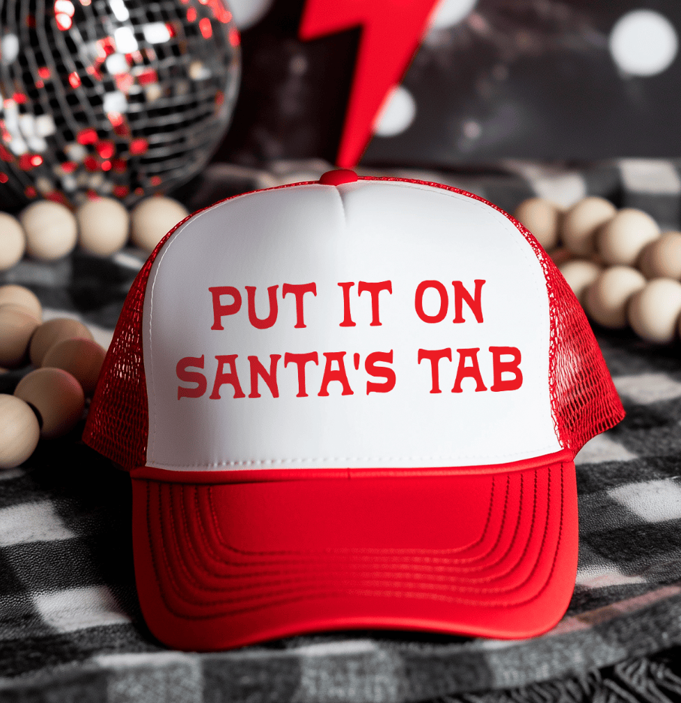 Shipping Dept. Put It On Santa's Tab White & Red Otto Trucker Hat