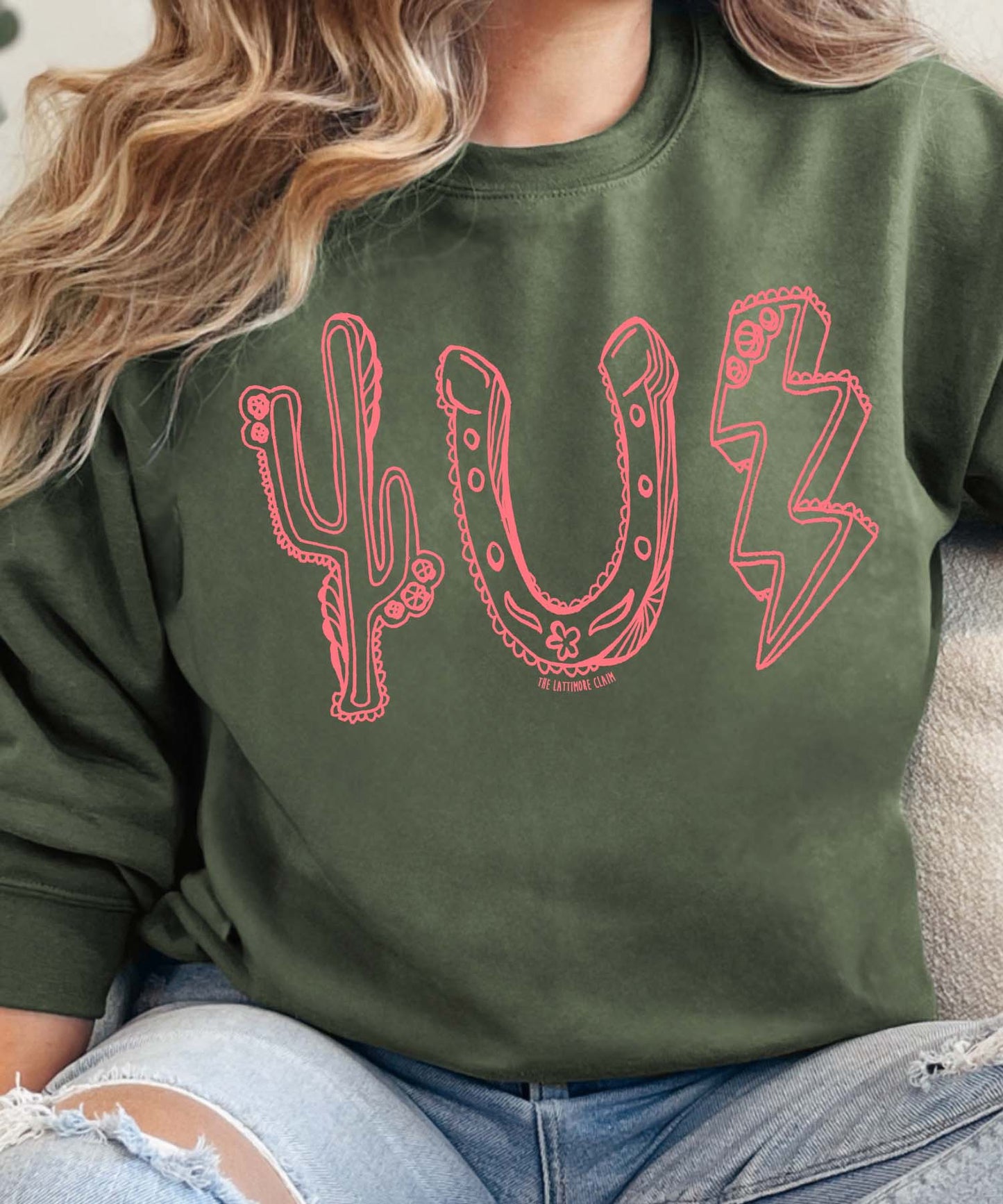MISSMUDPIE Small / Military Sweatshirt Rodeo Roundup Icons - Multiple color & style options