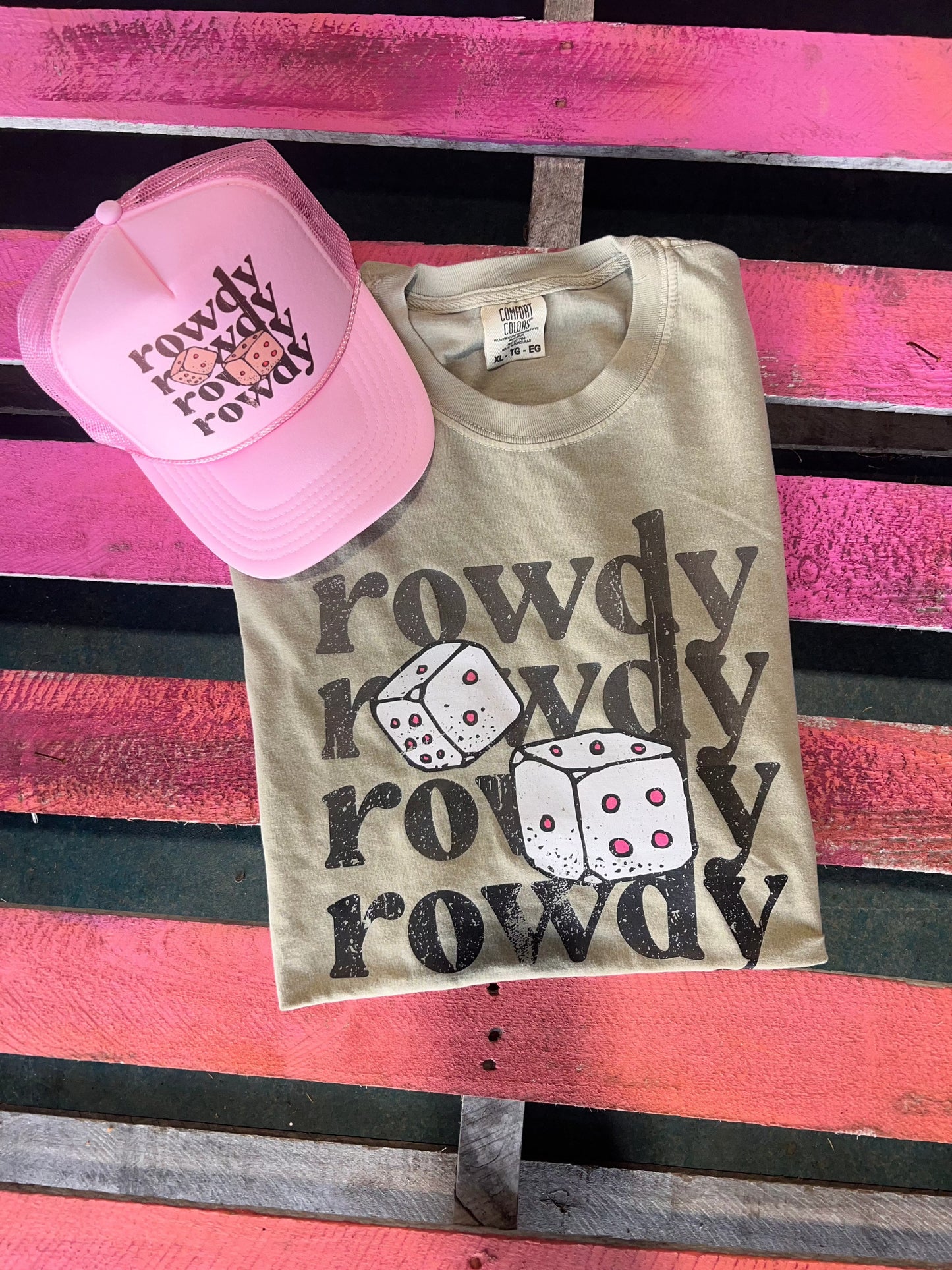 Shipping Dept. Rowdy with Dice - Otto Baby Pink Trucker Cap