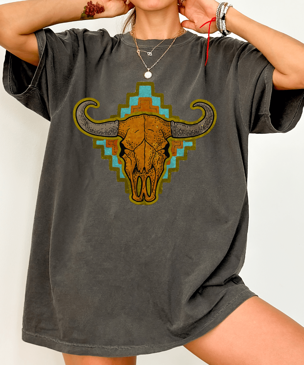 Shipping Dept. Southwestern Cow Skull - COMFORT COLOR - Pepper