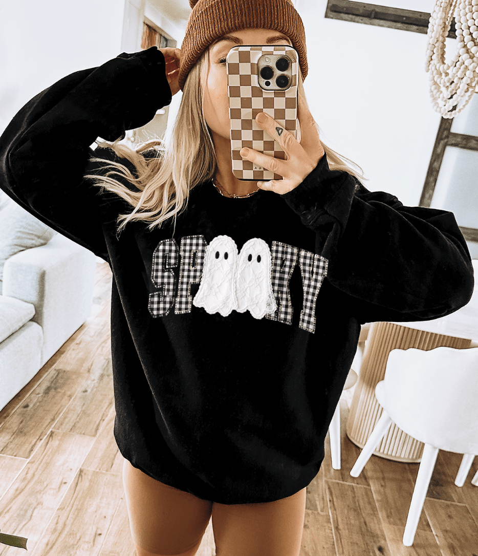 Shipping Dept. Spooky Lace Ghost - Black Sweatshirt
