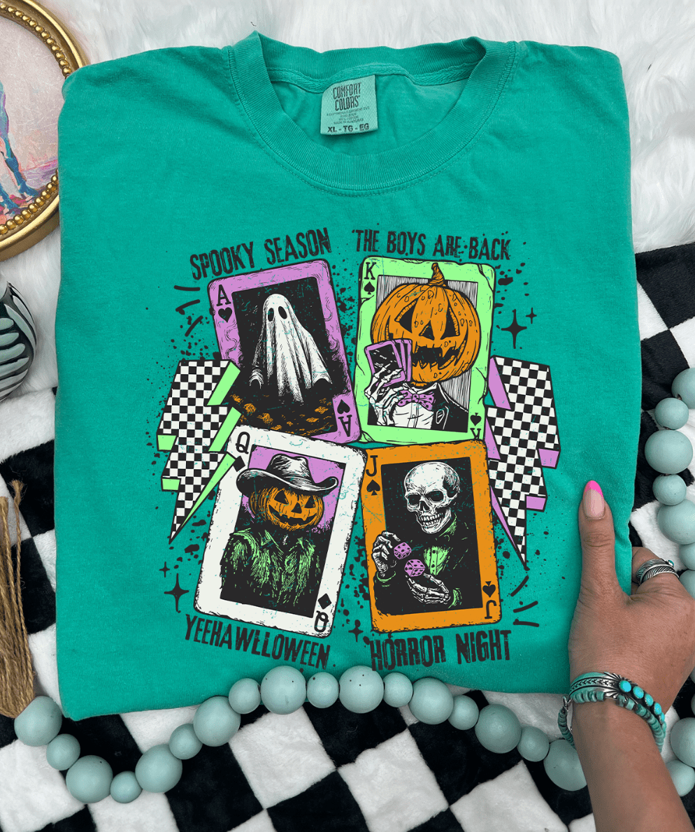 Shipping Dept. The Boys Are Back Halloween - Comfort Color island Green