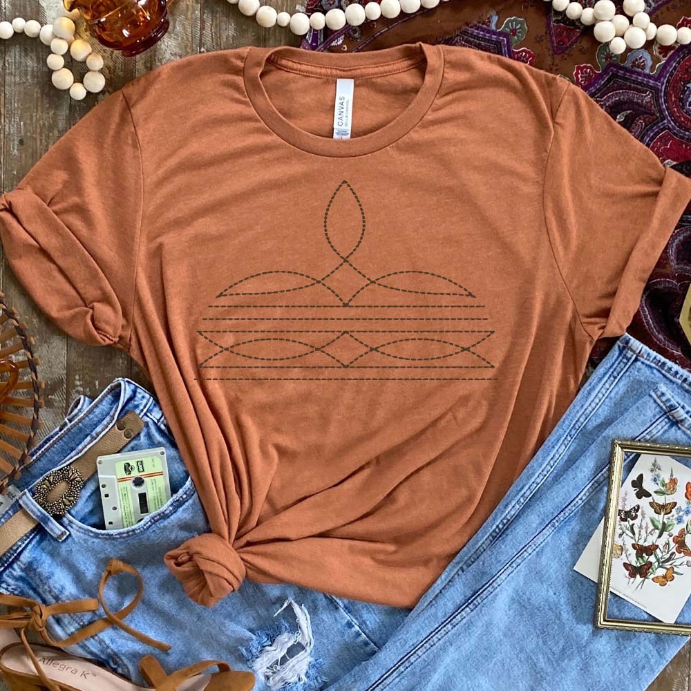 MISSMUDPIE Western Boot Stitch Tees & Sweatshirts - Multiple Colors