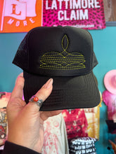 Load image into Gallery viewer, Shipping Dept. Yellow Western Boot Stitch Trucker Cap BLACK - Multiple Thread Color Options
