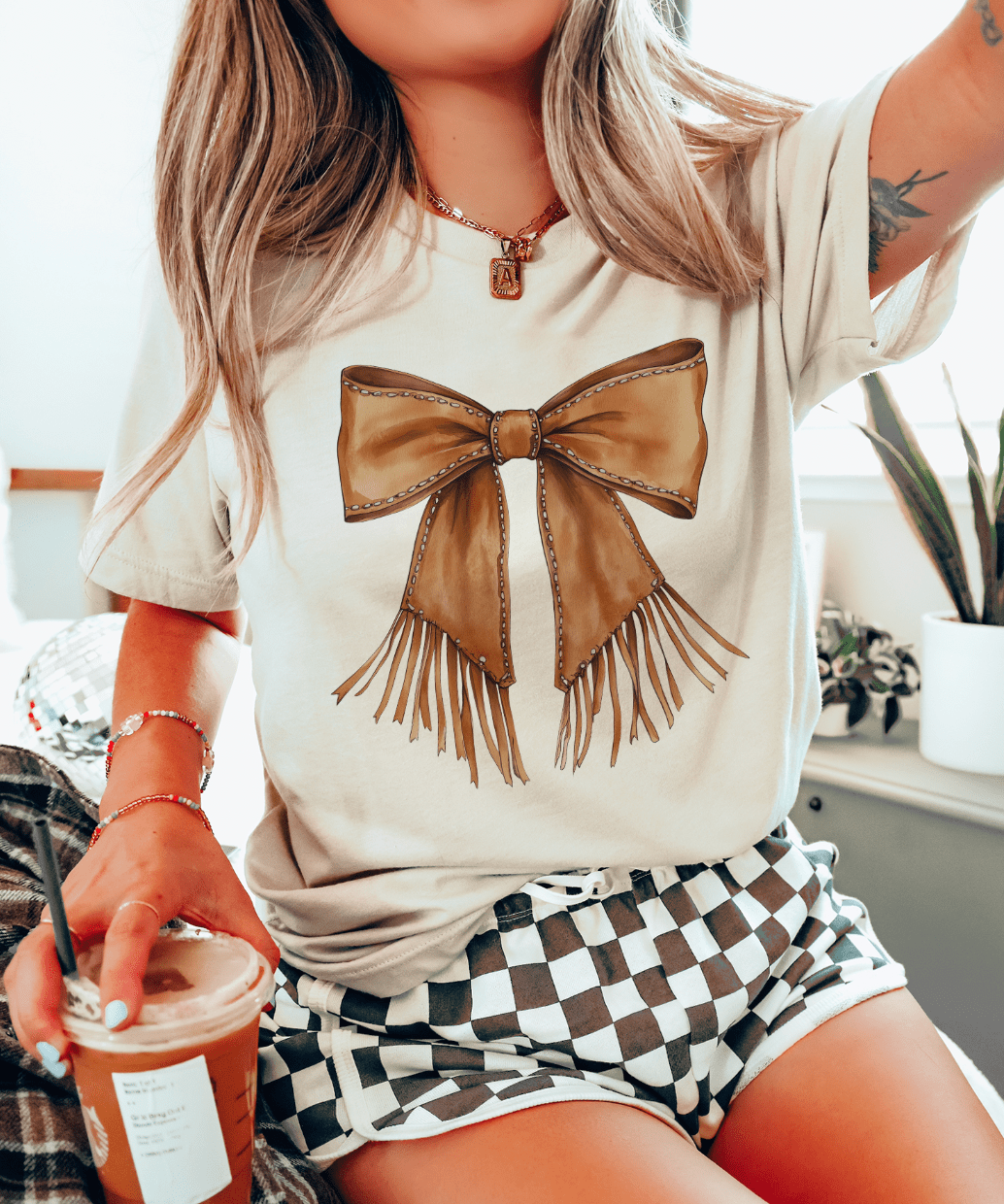 MISSMUDPIE Western Cowgirl Bow - Cream Tee