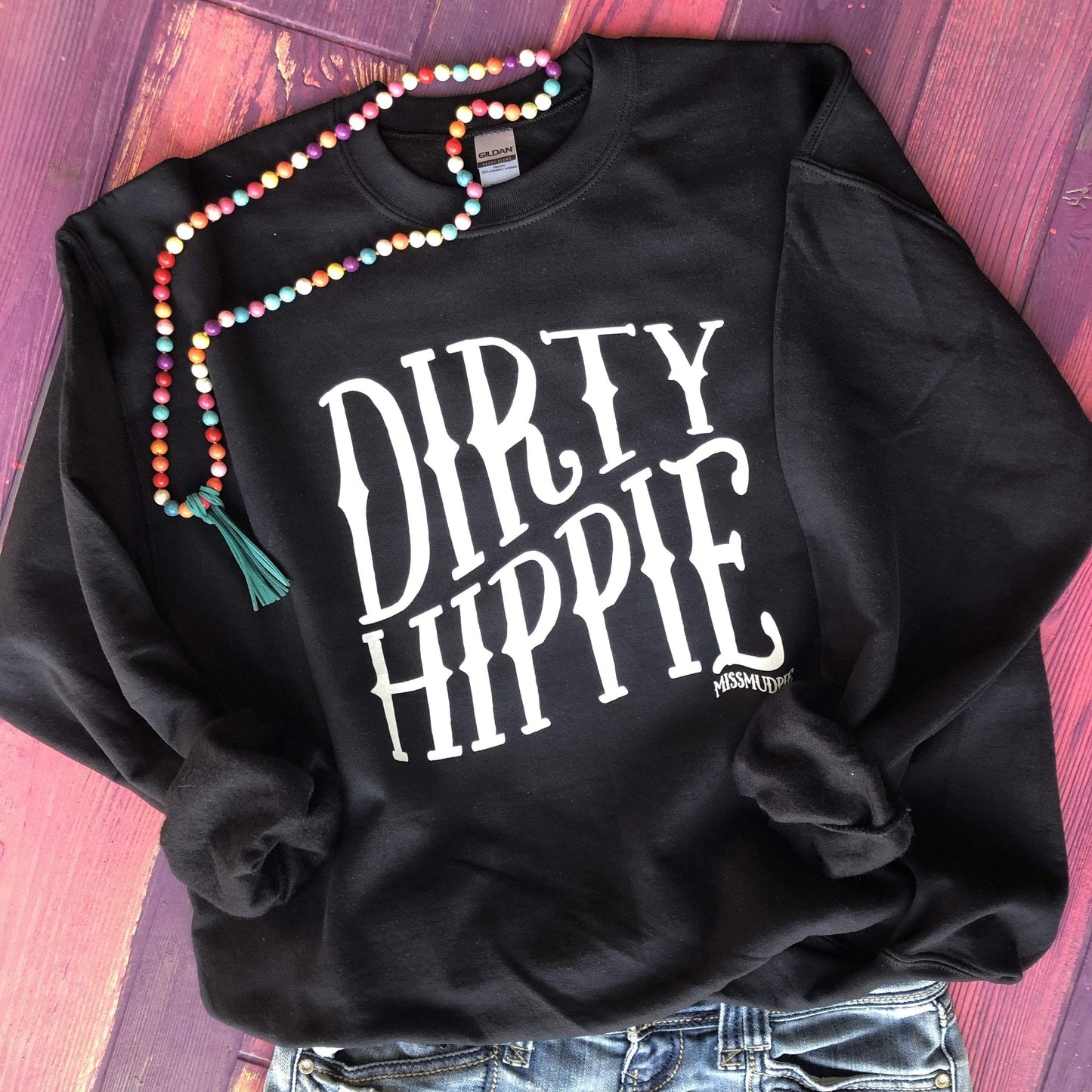MISSMUDPIE Dirty Hippie Black Sweatshirt