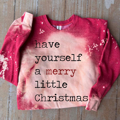 MISSMUDPIE Have Yourself A Merry Little Christmas - Red Bleached -  fleece lined sweatshirt