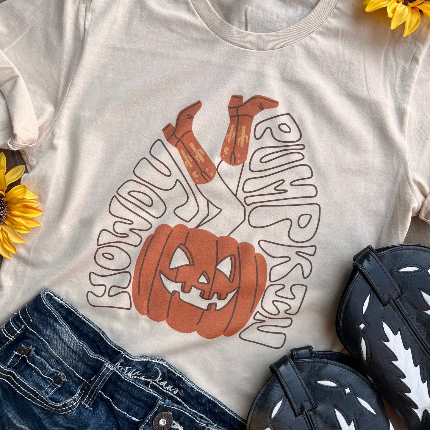 Shipping Dept. Small / Cream Howdy Pumpkin Cowgirl Legs