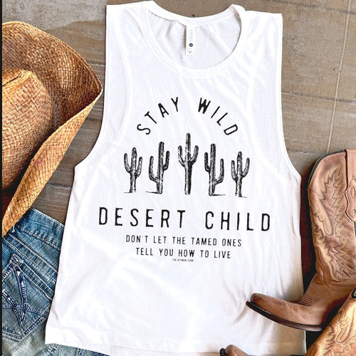 Shipping Dept. Stay Wild Desert Child - White-  Festival Tank