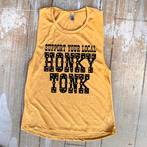 Shipping Dept. Support Your Local Honky Tonk - Heather Mustard -  Festival Tank