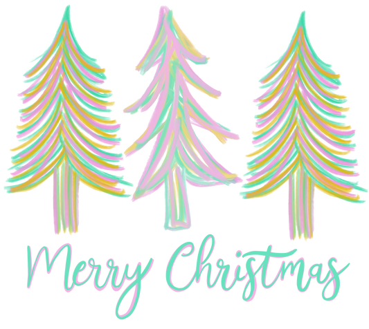 MerryChristmastreeshanddrawn- Multiple Color options