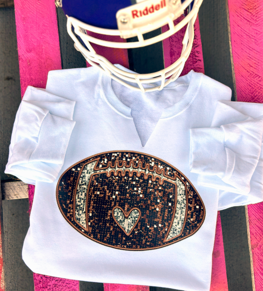 Faux Sequin Football Sweatshirt