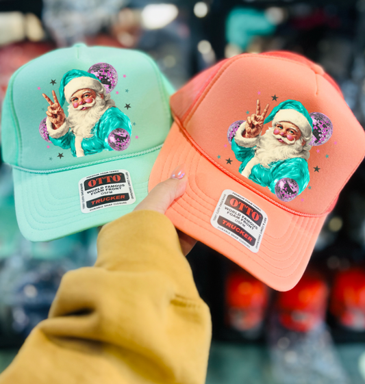 Disco Santa Peace Hand - Foam Trucker Cap - Multiple Color Options