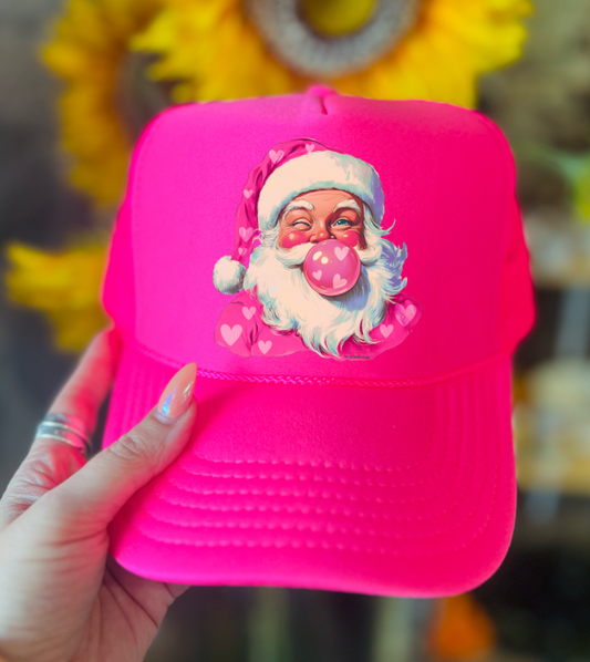 Bubblegum Heart Santa - Foam Trucker Cap - Multiple Color Options