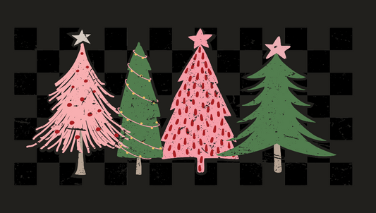 CheckeredPinkChristmasTrees - Multiple Color options