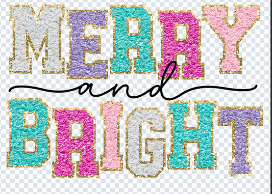 Glitter Patch Merry and Bright- Multiple Color options