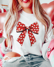 Load image into Gallery viewer, Big Red Bow With Hearts - Multiple color options in Tee or Sweatshirt
