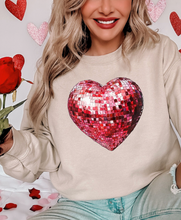 Load image into Gallery viewer, Disco Ball Heart Valentine DTF - Multiple color options in Tee or Sweatshirt
