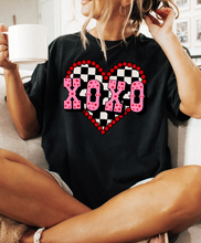 Load image into Gallery viewer, Checkered XOXO Heart DTF - Multiple color options in Tee or Sweatshirt
