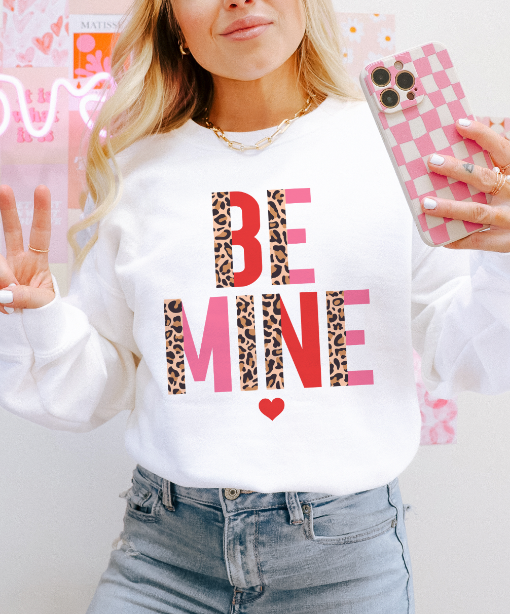 Leopard Be Mine Valentine - Multiple color options in Tee or Sweatshirt